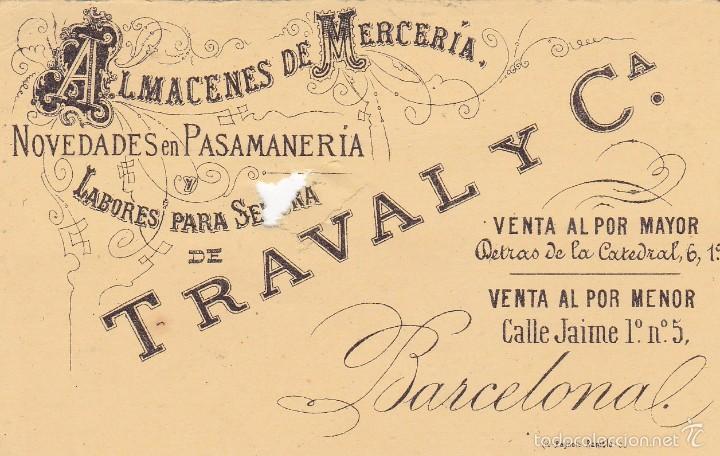 Documentos antiguos: Almacenes de Merceria Traval Barcelona 1892