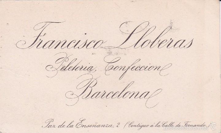 Documentos antiguos: Fco. Lloberas Peleteria Barcelona 1892