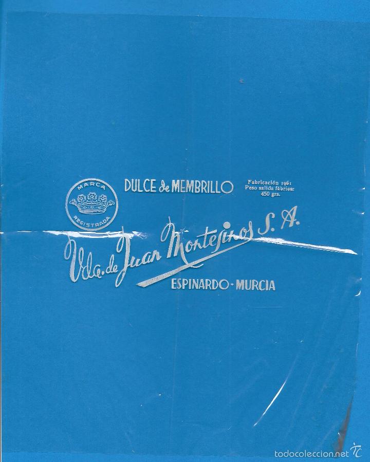 Documentos antiguos: PAPEL CELOF&Aacute;N, VIUDA DE JUAN MONTESINOS, DULCE DE MEMBRILLO, ESPINARDO, MURCIA