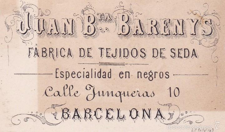 Documentos antiguos: Juan Bta. Barenys F&aacute;brica de Tejidos Barcelona (finales siglo XIX)