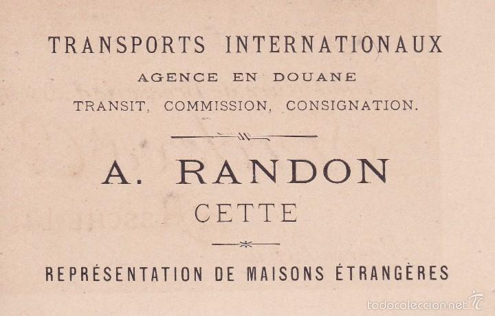 Documentos antiguos: Transports intenationaux A.Randon Francia finales siglo XIX (7x11ctms)