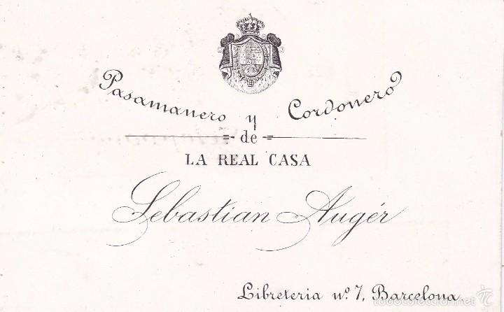 Documentos antiguos: Pasamanero y Cordonero de La Real Casa Sebastian Aug&eacute;r Barcelona finales siglo XIX