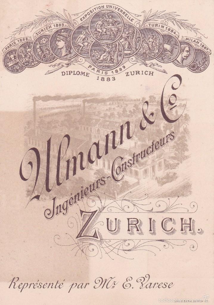 Documentos antiguos: Ingenieros Constructeurs Zurich 13x9ctms. finales siglo XIX - Foto 1