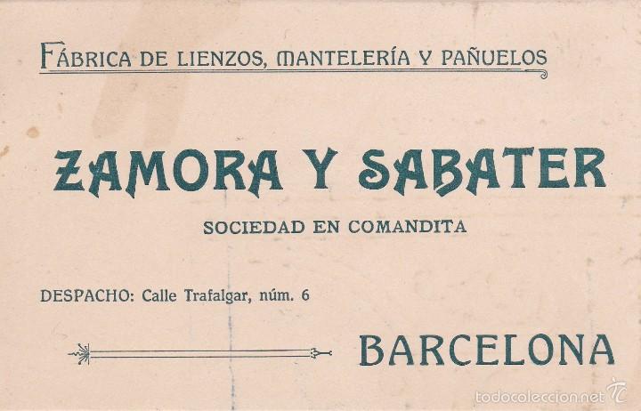 Documentos antiguos: Zamora y Sabater Barcelona finales siglo XIX 8x12ctms.
