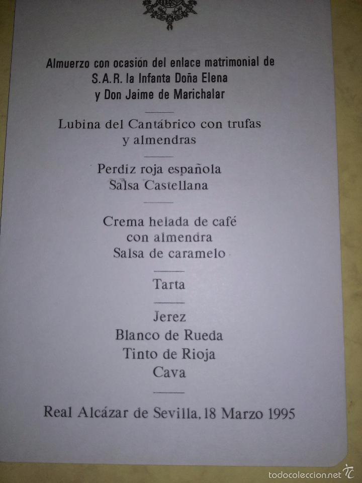 Documentos antiguos: MENU DE BODA REAL - AUTENTICO - Foto 2