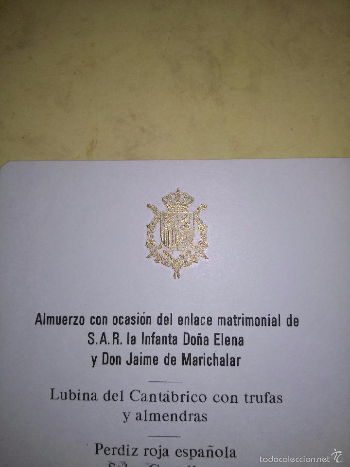 Documentos antiguos: MENU DE BODA REAL - AUTENTICO - Foto 3