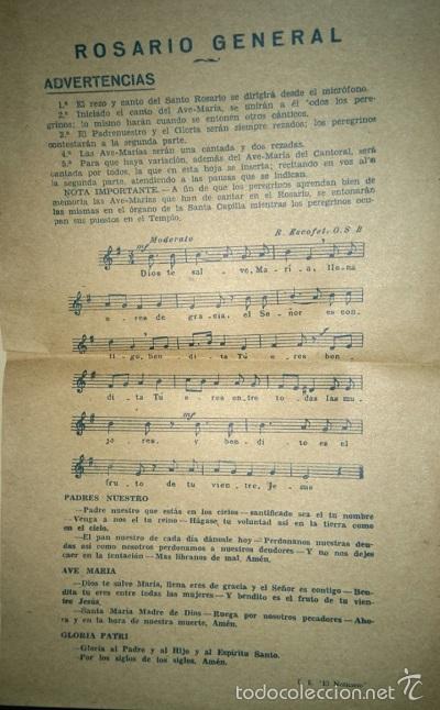 Documentos antiguos: ROSARIO GENERAL PARA PEREGRINOS AL PILAR DE ZARAGOZA EN 1940