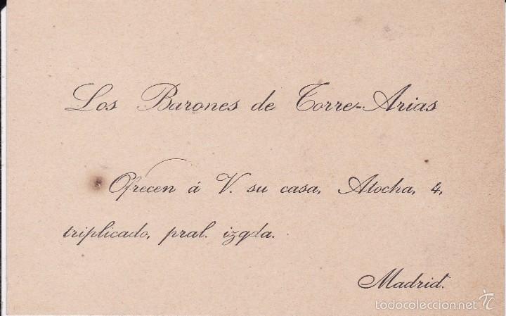Documentos antiguos: Los barones de Torre Arias Madrid ofrecen su casa Atocha finales siglo XIX 8x12ctms