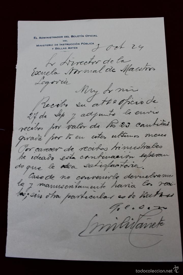 Old Documents: EL ADMINISTRADOR DEL B. OFICIAL DEL MINISTERIO DE INSTRUCCION PUBLICA Y BELLAS ARTES 1924