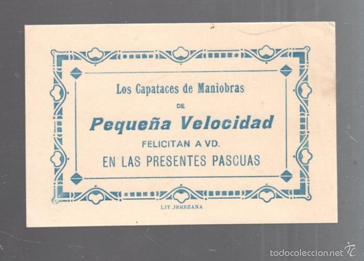 Documents Anciens: TARJETA DE FELICITACION DE PASCUAS DE LOS CAPATACES DE MANIOBRAS DE PEQUE&Ntilde;A VELOCIDAD. VER