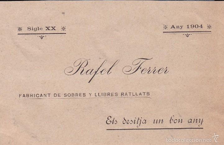 Documentos antiguos: Rafel Ferrer Barcelona desitja felic any 1904