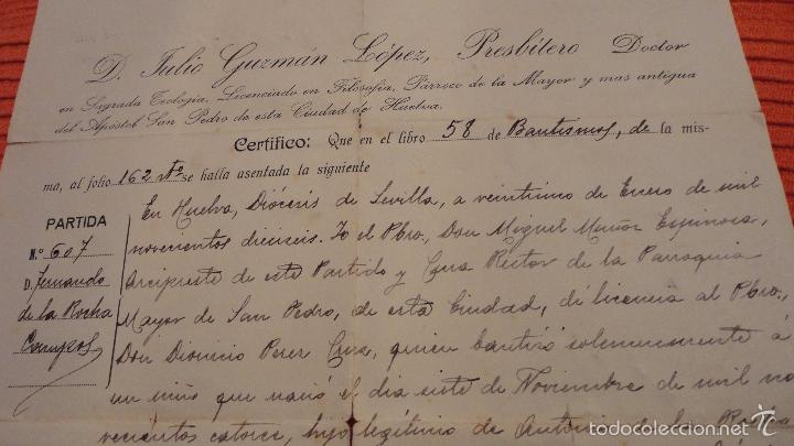 Antigua Partida Bautismal Fernado De La Rocha C Buy Other Old Documents At Todocoleccion