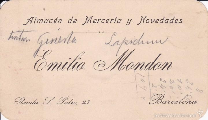 Documentos antiguos: Almac&eacute;n de Mercer&iacute;a Emilio Mondon Barcelona 7x13ctms