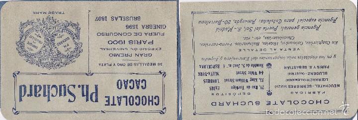 Documentos antiguos: Chocolate Ph. Suchard Madrid y Barcelona principios siglo XX cortada en dos y pegada