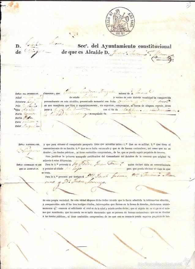 Documentos antiguos: PASAPORTE PARA PASAR DE CANARIAS A LA ISLA DE CUBA. A&Ntilde;O 1859. - Foto 1