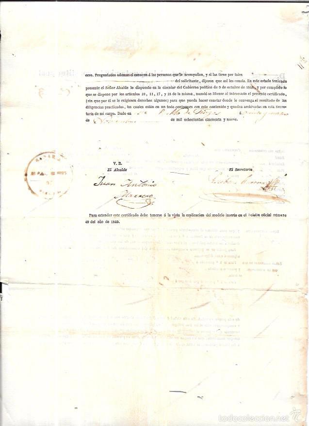 Documentos antiguos: PASAPORTE PARA PASAR DE CANARIAS A LA ISLA DE CUBA. A&Ntilde;O 1859. - Foto 2