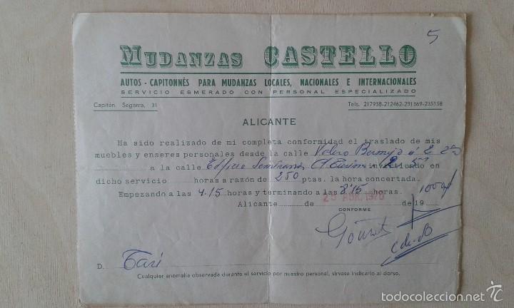 Documentos antiguos: Conformidad de Mudanza -- 25 Abril 1970 -- Mudanzas Castello -- Alicante