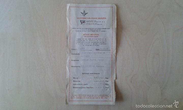 Documentos antiguos: Certificado seguro individual -- La Uni&oacute;n y El F&eacute;nix Espa&ntilde;ol -- Alicante -- Espa&ntilde;a, 1978 --