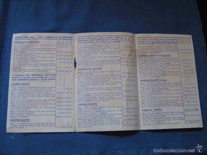 Documentos antiguos: TRIPTICO PROGRAMA SEMANA SANTA DE SEVILLA DE 1960 CON PORTADA DE LA ESPERANZA MACARENA - Foto 2