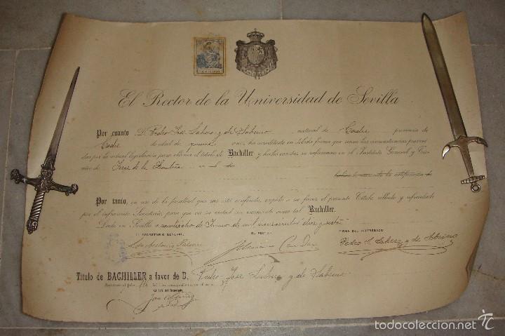 Documentos antiguos: Titulo de Bachiller. Jerez de la Frontera 1917 - Foto 1