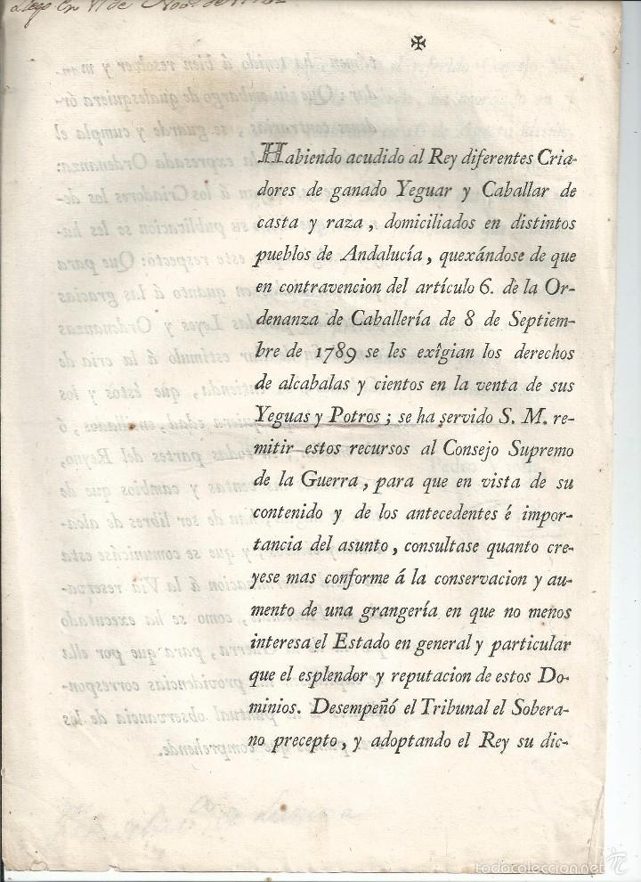 Documentos antiguos: 1792 - REAL CEDULA ... VENTA DE YEGUAS Y POTROS EN ANDALUC&Iacute;A