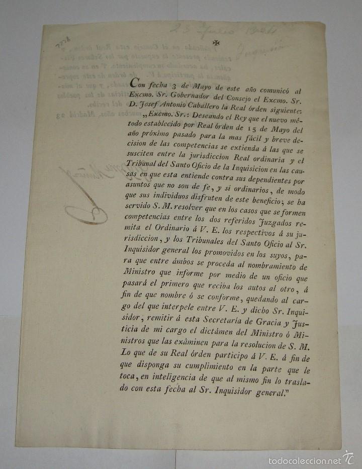 Documentos antiguos: Documento a Jose Antonio Caballero. Inquisicion. 1804 - Foto 1