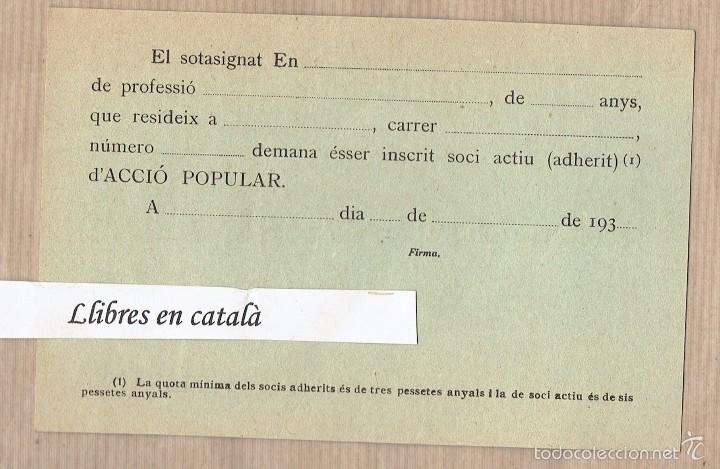 Documentos antiguos: Acci&oacute; popular Manifest-programa als cat&ograve;lics de Catalunya 1931 i Targeta postal - Foto 2