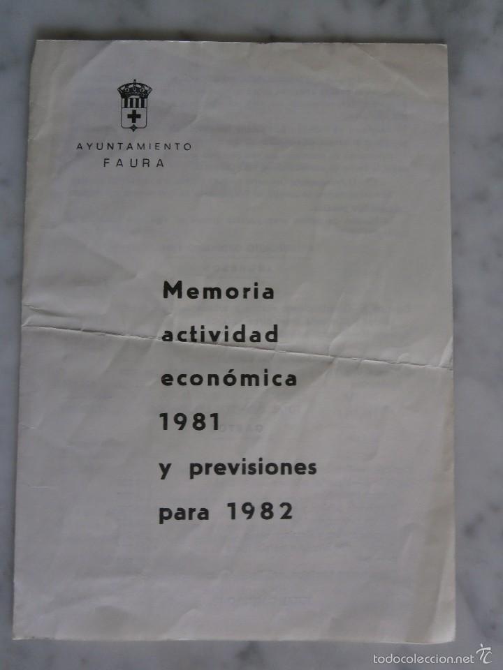 Documentos antiguos: memoria actividad economica 1981 - 82 - ayuntamiento de faura