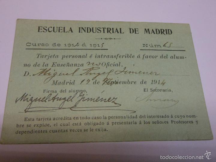 Documentos antiguos: 1914 CARNET ESCUELA INDUSTRIAL DE MADRID - Foto 1