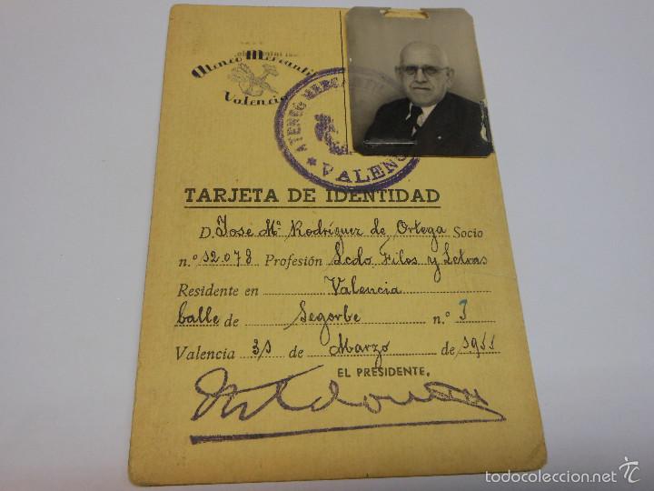 Documentos antiguos: 1955 CARNET ATENEO MERCANTIL VALENCIA - Foto 1