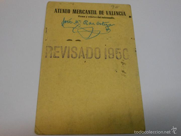 Documentos antiguos: 1955 CARNET ATENEO MERCANTIL VALENCIA - Foto 2