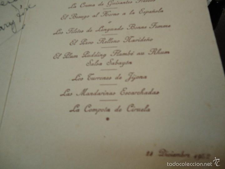 Documentos antiguos: Felicitaci&oacute;n Men&uacute; HOTEL PALACE Madrid 1952 - Foto 4