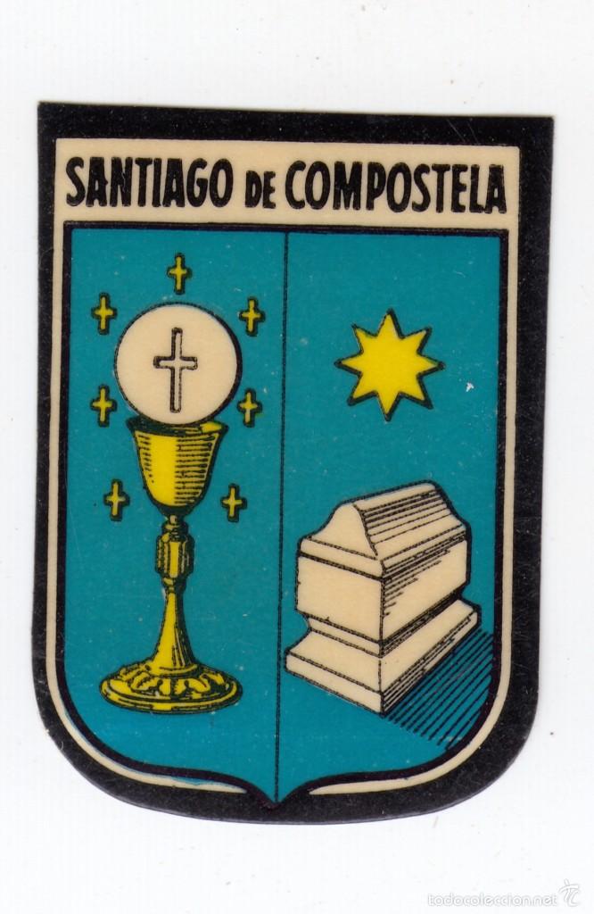 Old Documents: ANTIGUO ESCUDO DE SANTIAGO DE COMPOSTELA. PAPEL PLASTIFICADO 2,1 X 2,9 CM