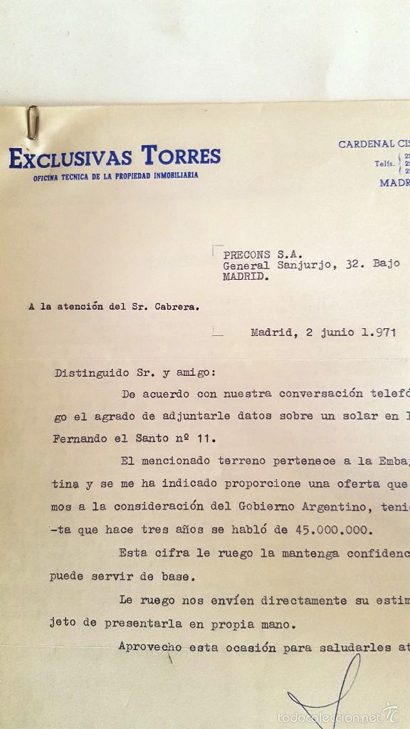 INTERESANTE LOTE DE DOCUMENTOS SOBRE VENTA DE SOLARES EN MADRID, AÑOS 1971-1972 (Coleccionismo - Documentos - Otros documentos)
