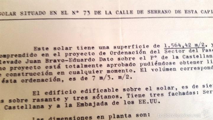 Documentos antiguos: INTERESANTE LOTE DE DOCUMENTOS SOBRE VENTA DE SOLARES EN MADRID, AÑOS 1971-1972 - Foto 5 - 58662862