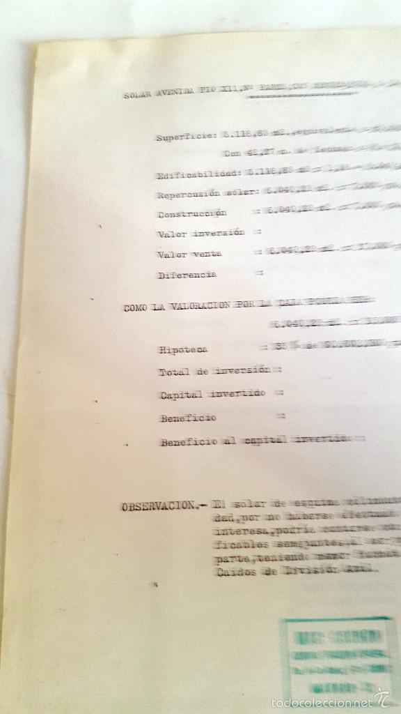 Documentos antiguos: INTERESANTE LOTE DE DOCUMENTOS SOBRE VENTA DE SOLARES EN MADRID, AÑOS 1971-1972 - Foto 16 - 58662862
