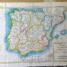 Documentos antiguos: MAPA DE ESPAÑA GRABADO AL COBRE. XVIII. (CARTE DES ROYAUMES D´ESPAGNE ET DE PORTUGAL. 42X27 CM. Lote 58683947