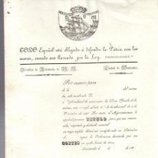 Documentos antiguos: TITULO DE OFICIAL DEL BATALLON DE INFANTERIA DE S.M. SANTANDER. AÑO 1822. CARLISMO