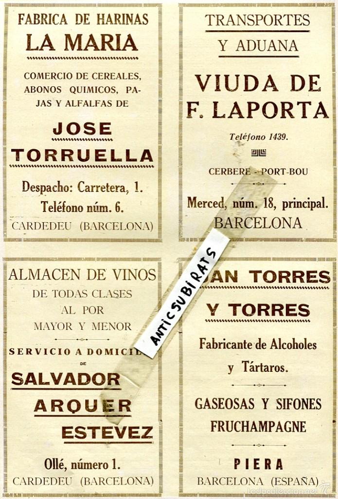 Documentos antiguos: RECORTE PUBLICIDAD 1926 HARINAS LA MARIA JOSE TORRUELLA DE CARDEDEU SALVADOR ARQUER ESTEVEZ PIERA