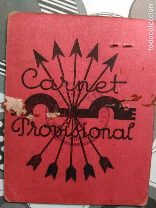 Documentos antiguos: CARNET PROVISIONAL DE FET Y DE LAS JONS, MILITANTE DE CORU&Ntilde;A 1939