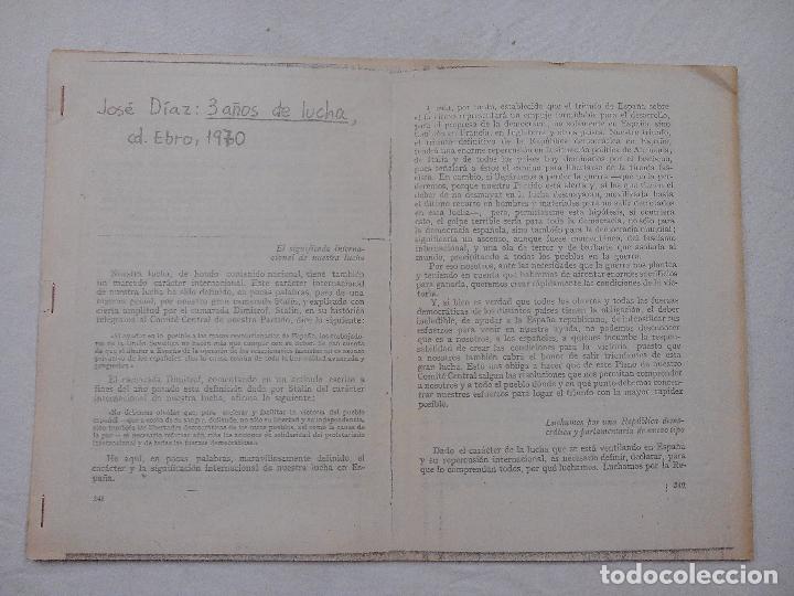 Documentos antiguos: JOSE DIAZ: 3 A&Ntilde;OS DE LUCHA. CD EBRO 1970 - Foto 1