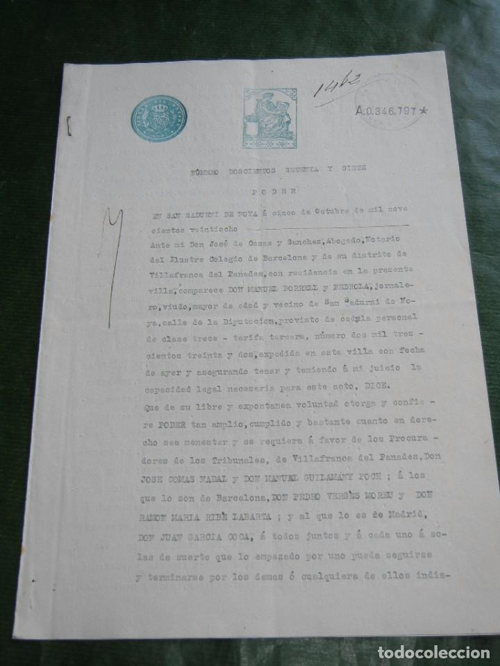DOCUMENTO PODER NOTARIA MANUEL BORRELL PEDROLA, SAN SADURNI DE NOIA, 1928