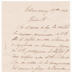 Documentos antiguos: CARTA COMUNICACIÓN S.M. REY INAGURACIÓN CAMINO DE HIERRO PAMPLONA - ZARAGOZA 1861 FERROCARRIL