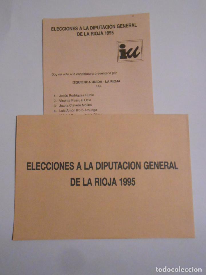 Documents Anciens: PAPELETA ELECTORAL DIPUTACION GENERAL DE LA RIOJA CANDIDATURA IZQUIERDA UNIDA. 1995 TDKP8