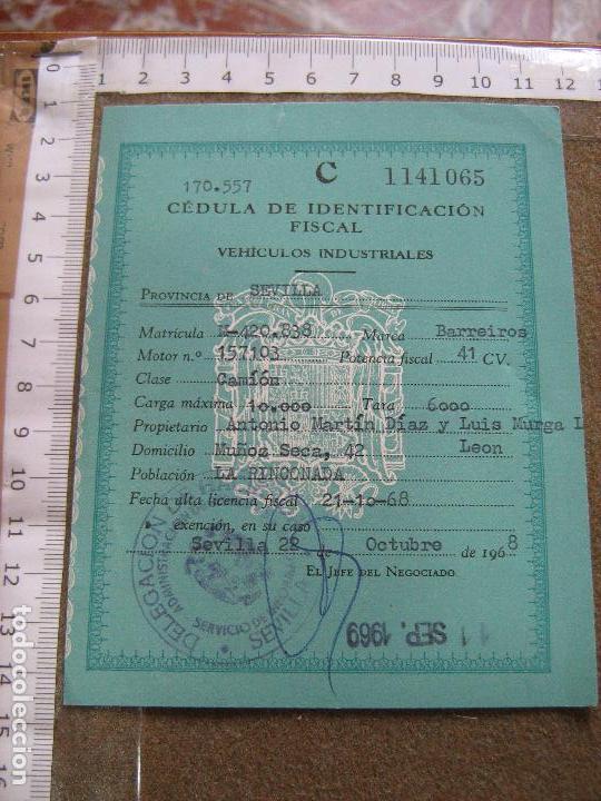 Documentos antiguos: CEDULA DE IDENTIFICACION FISCAL VEHICULOS INDUSTRIALES - BARREIROS