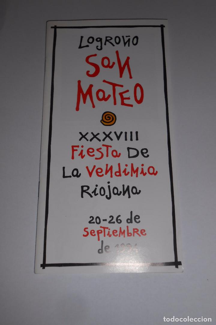 Documents Anciens: PROGRAMA DE FIESTAS DE SAN MATEO. LOGRO&Ntilde;O. SEPTIEMBRE 1994. 38 FIESTA DE LA VENDIMIA RIOJANA. TDKP7