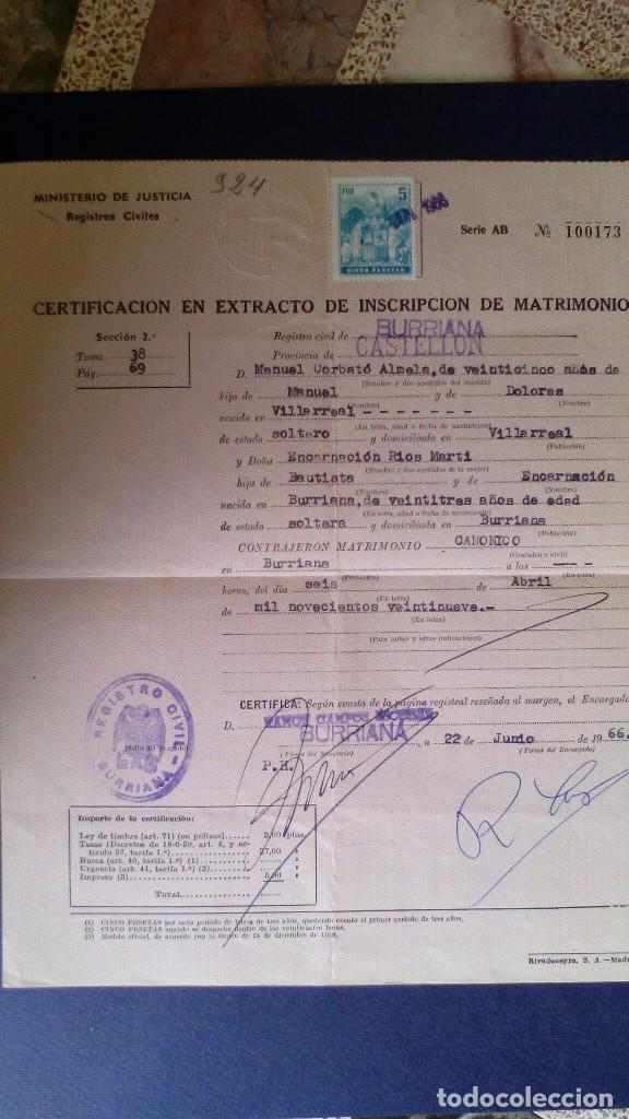 Documentos antiguos: certificado del acta de nacimiento albacete 1949 - Foto 1