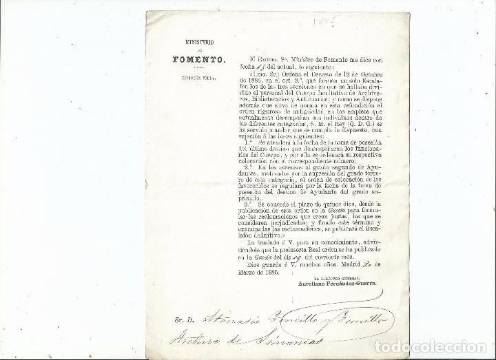 Old Documents: 1885 CUERPO FACULTATIVO DE ARCHIVEROS BIBLIOTECARIOS Y ANTICUARIOS - AURELIANO FERN&Aacute;NDEZ-GUERRA