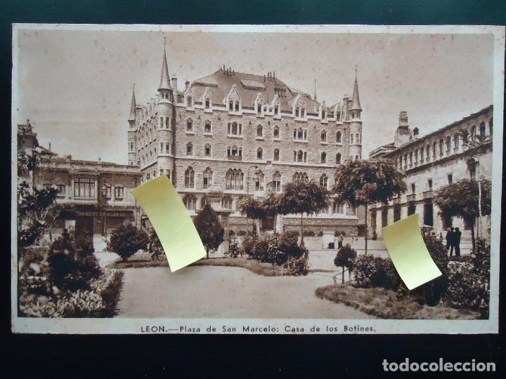 Documentos antiguos: postal plaza san marcelo casa los botines leon castilla leon neogotico gaudi modernista