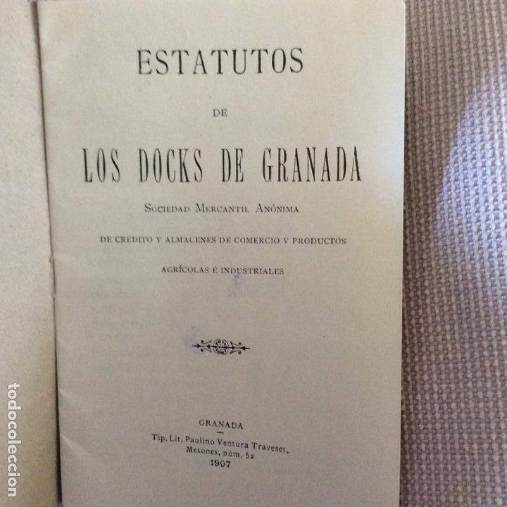 Documentos antiguos: ESTATUTOS DE LOS DOCKS, Granada 1907 - Foto 2